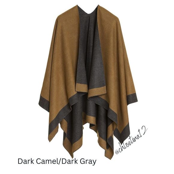 New Luxe Reversible Wrap Shawl Poncho Cardigan - Picture 13 of 16